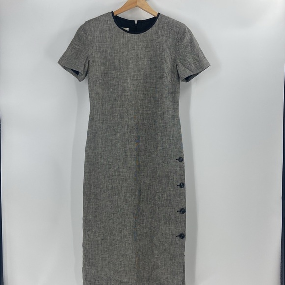 Talbots grey linen sheath maxi dress career work business - Picture 9 of 15